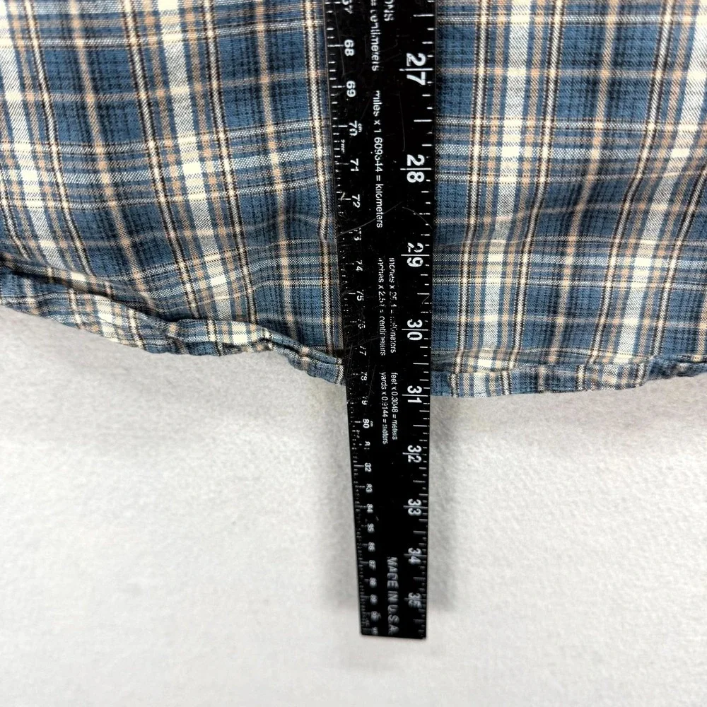 Wrangler‎ Rugged Wear Flannel Shirt Mens Medium Blue Plaid Long Sleeve Button Up